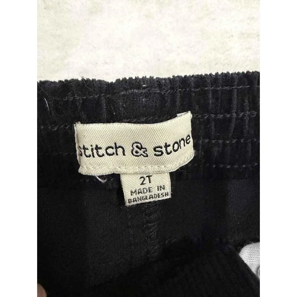 🍂 Stitch & Stone Black Corduroy Elastic Waist Toddler Pants Trousers 2T